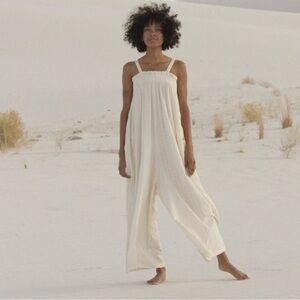 Laud the Label Tan and White Stripe Laurel Jumpsuit Size XS/S